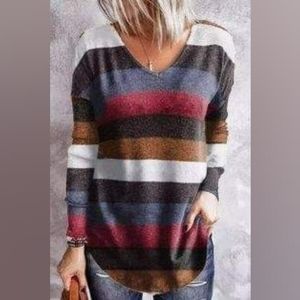 NEW WITH TAGS Small Multi Color Stripe Criss-cross Back Long Sleeve